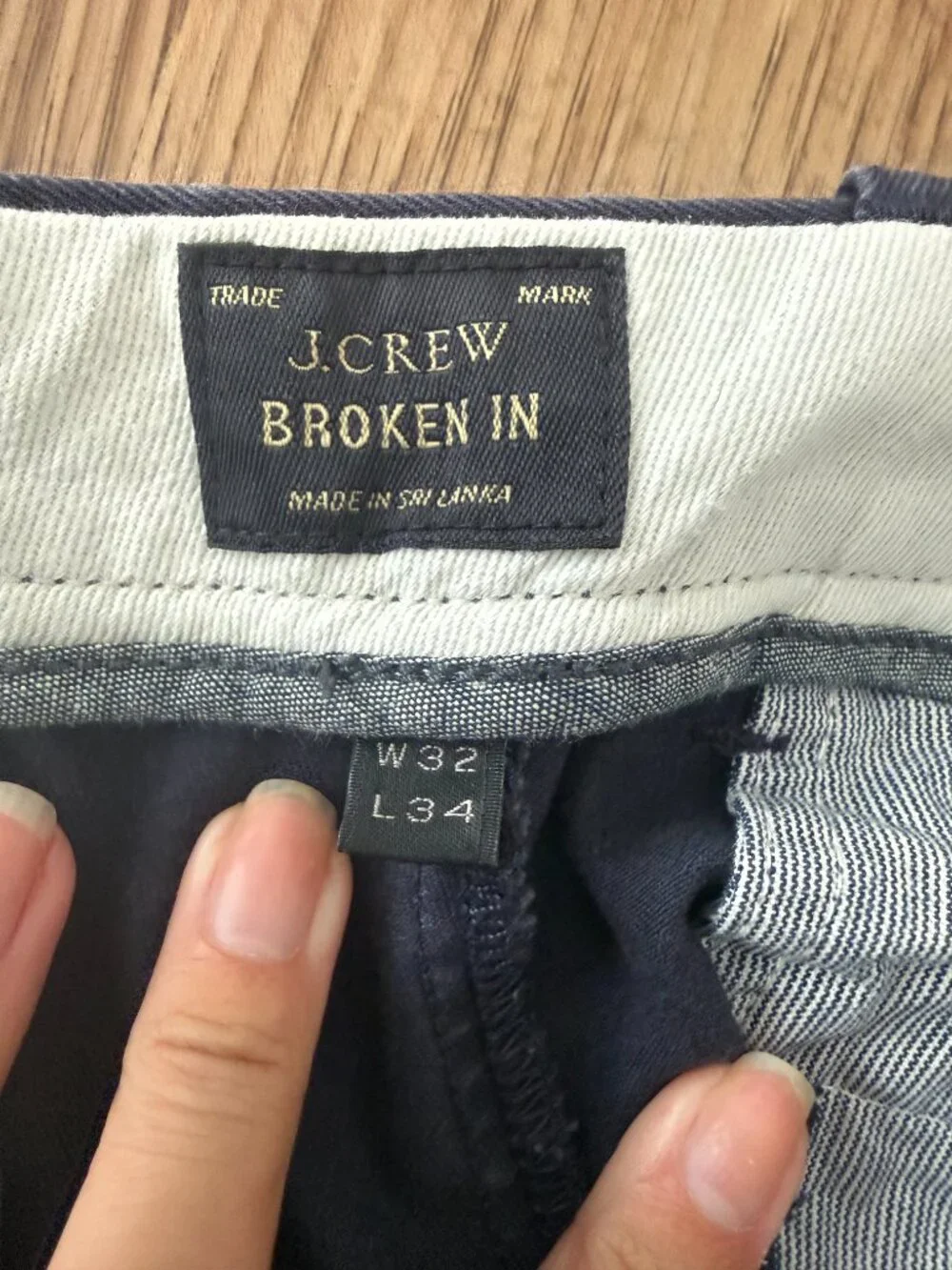 J. Crew 484 Broken In Chinos Navy W32 L34 100% Cotton